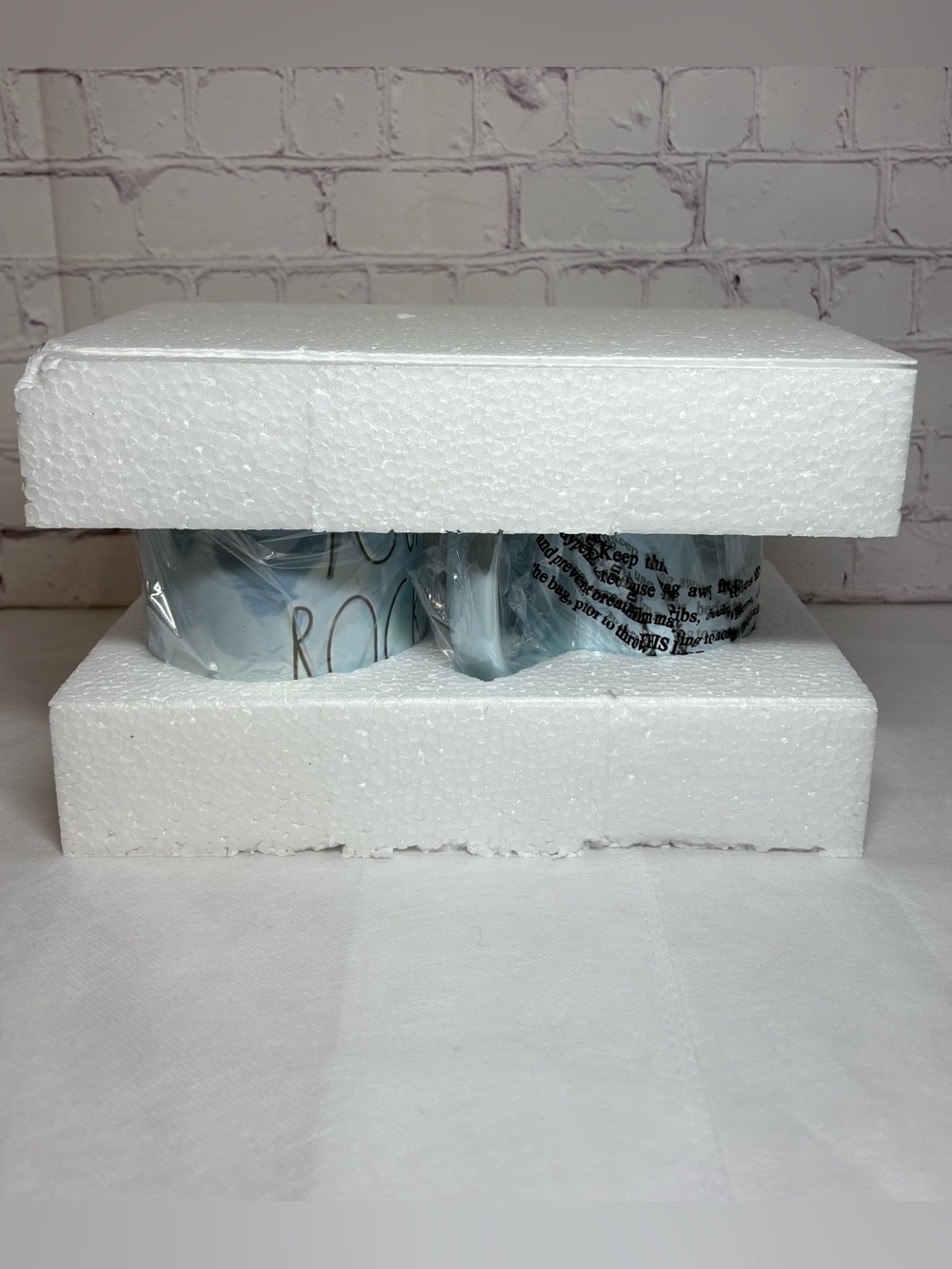 Rae Dunn “You Rock” and “Text Me” Iridescent Light Blue Ceramic Mug Set NIB - Picture 10 of 10